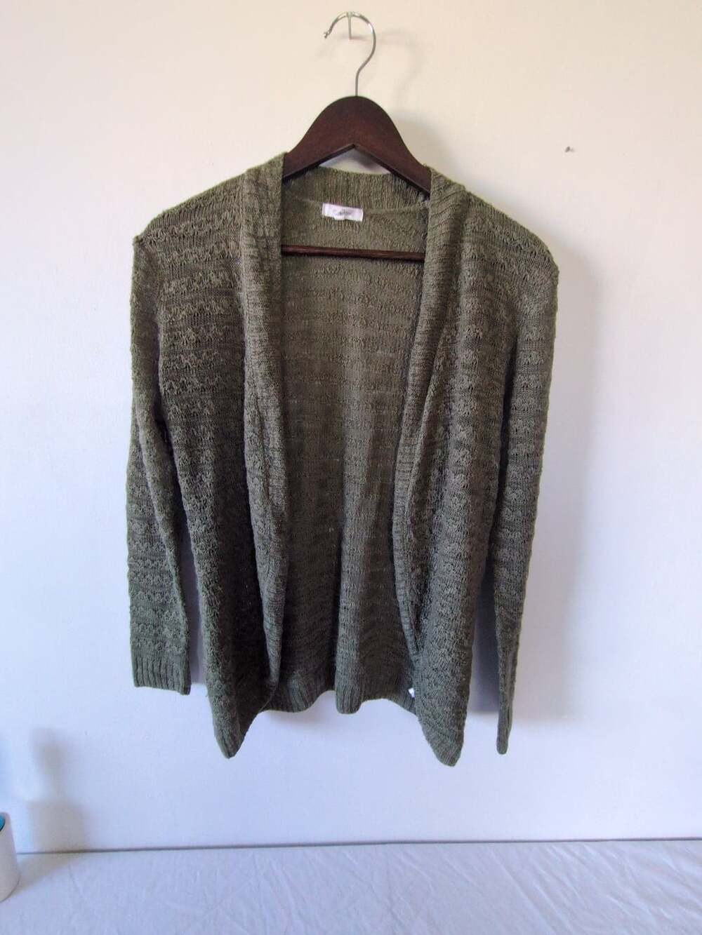 maurices Cardigan Size XS Green Open Front Textured Knit Sweater
